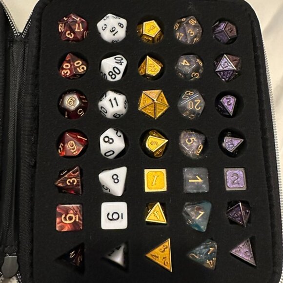 D&D Dice Collector Bundle (5 Sets!) | Polyhedral Dice & Foam Storage Case | RPG - Picture 1 of 4